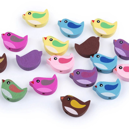 Wooden beads bird 14x20 mm - choice of colors (1 pc)
