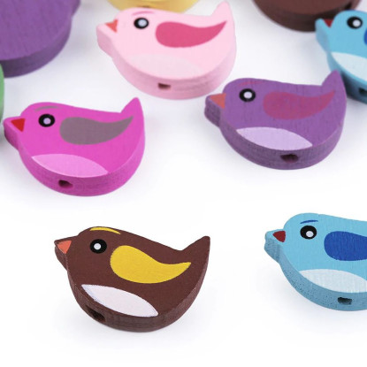 Wooden beads bird 14x20 mm - choice of colors (1 pc)