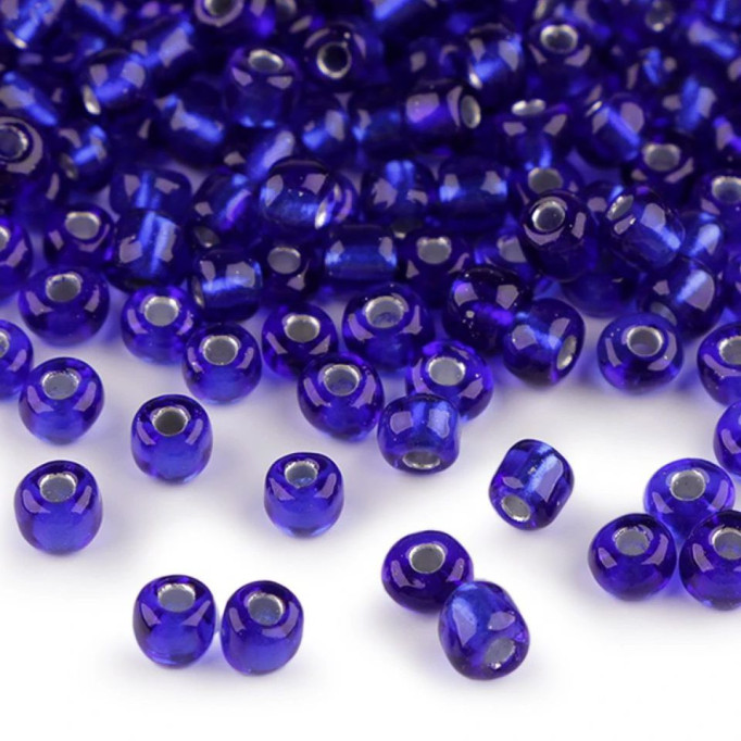 Glass seed beads 6/0 with 4mm extension (10 grams) - Color: dark blue