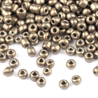 Seed beads 8/0 - 3 mm metallic, opaque (10 grams) - Color: gold
