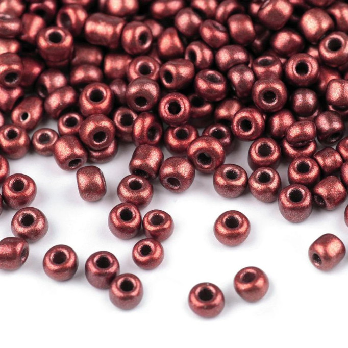 Seed beads 8/0 - 3 mm metallic, opaque (10 grams) - Color: old pink