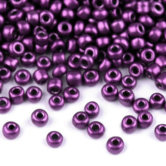 Seed beads 8/0 - 3 mm metallic, opaque (10 grams) - Color: violet