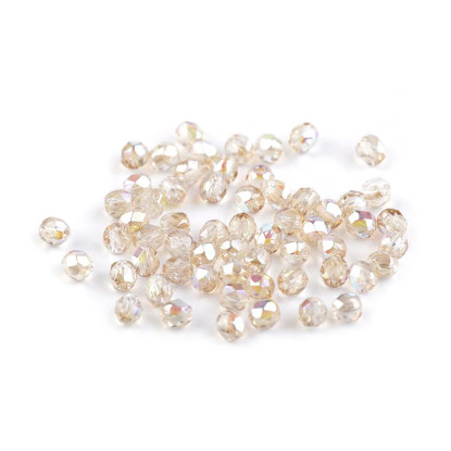 Fire-polished glass pearls 3 mm - Color: beige (50 pieces)