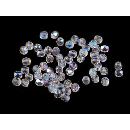 Fire-polished glass pearls 3 mm - Color: transparent (50 pieces)
