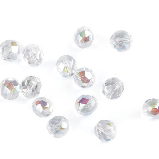 Fire-polished glass pearls 8 mm - Color: transparent (2pc)
