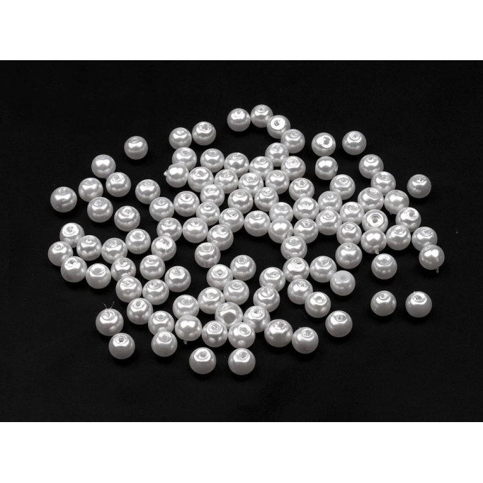 Glass waxed beads Ø4mm ( 10 grams ) - Color: white