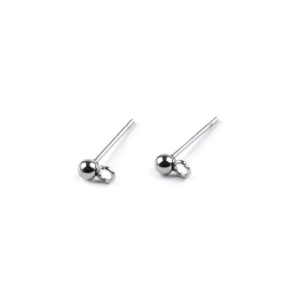 Stainless steel stud with Ø3 mm ball / Color: platinum (1pair)