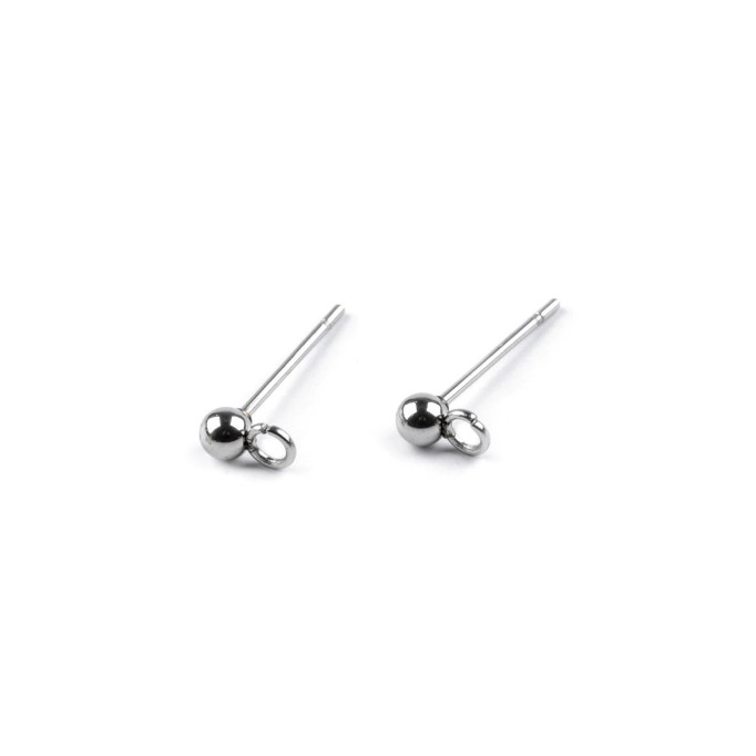 Stainless steel stud with Ø3 mm ball / Color: platinum (1pair)
