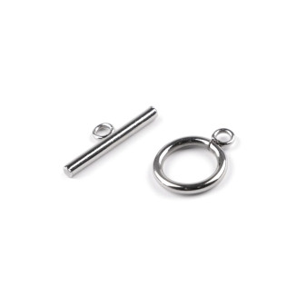 American clasp Ø14 mm stainless steel / Color: platinum