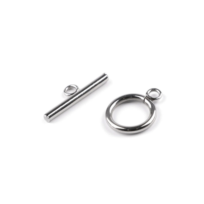 American clasp Ø14 mm stainless steel / Color: platinum