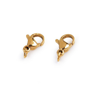 Stainless steel carabiner and connecting rings 6x10 mm / Color: gold