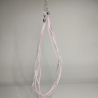 Multi-thread lanyard with stainless steel carabiner, length 43 cm - Color: Rose