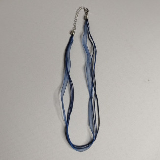 Multi-thread lanyard with stainless steel carabiner, length 43 cm - Color: Dark blue