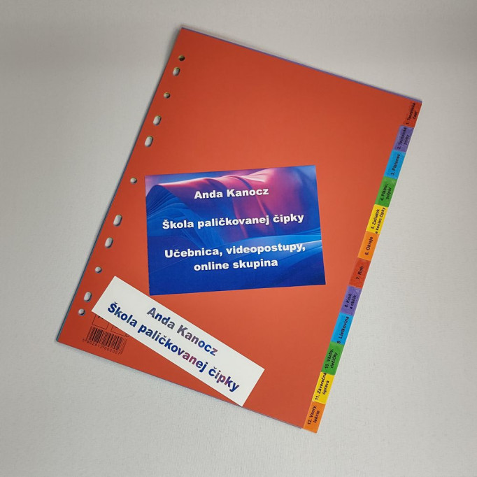 Rozraďovač a polep na šanón k Smart učebnici (Škola paličkovanej čipky)