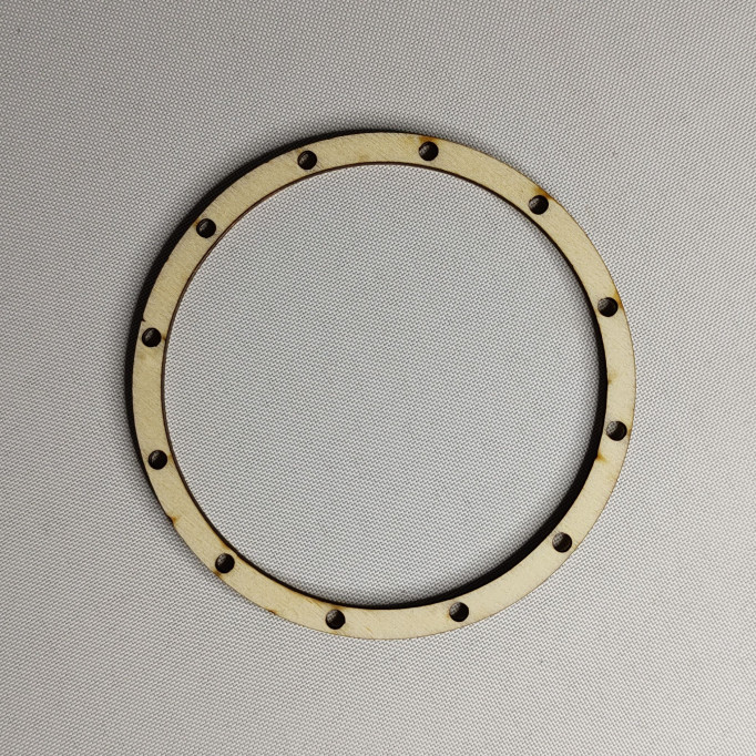 Plywood laser cut ring - diameter 8.3 cm - with holes