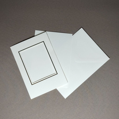 Passepartout card with envelope - 14.8 x 10.5 cm - color: cream / rectangle cutout