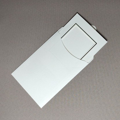 Paspartová karta s obálkou - 14,8 x 10,5 cm - farba: krémová / obdĺžnikový výrez