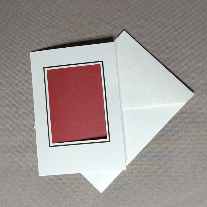 Paspartová karta s obálkou - 14,8 x 10,5 cm - farba: krémová / obdĺžnikový výrez
