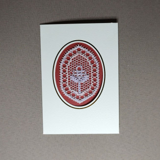 Passepartout card with envelope - 14.8 x 10.5 cm - color: cream / oval cutout