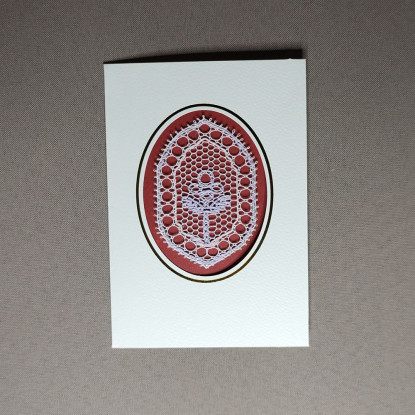 Paspartová karta s obálkou - 14,8 x 10,5 cm - farba: krémová / oválny výrez