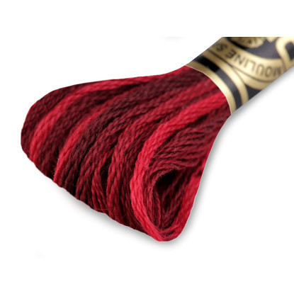 Priadza vyšívacia - D.M.C. MOULINE Special Cotton - farba: červená melírovaná