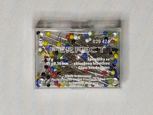 Špendlíky so sklenenou hlavičkou - 35 x 0.50 mm - 10g